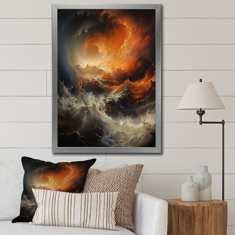 «Vanola Orange Storm Force of Nature II», reproduction sur toile, H 32 po x l 16 po x P 1 po, Cadre photo argenté