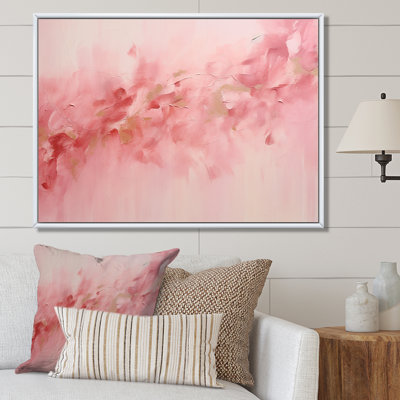 Art mural abstrait doré et rose rivière II - Fuschia