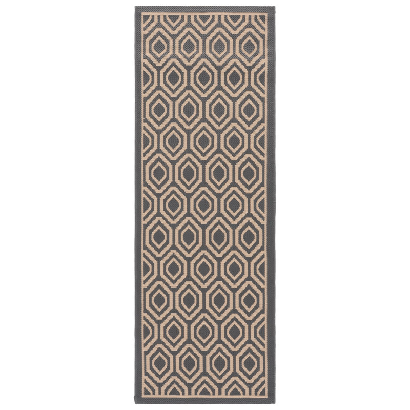 Tapis d'intérieur / extérieur à motif géométrique Deedrick, Tapis de couloir 2 pi 3 po x 6 pi 7 po