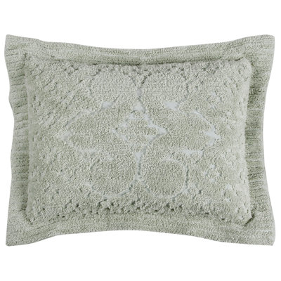 Ashton Collection 100% Cotton Chenille Tufted Pillow Sham, Medallion Design, Soft Breathable, OEKO-TEX Certified, Machine Washable, All-Season, 21" x 27", Sage