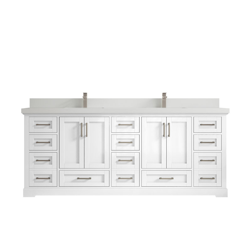 Eser 84'' Double Bathroom Vanity with Top, White, WWCL1361