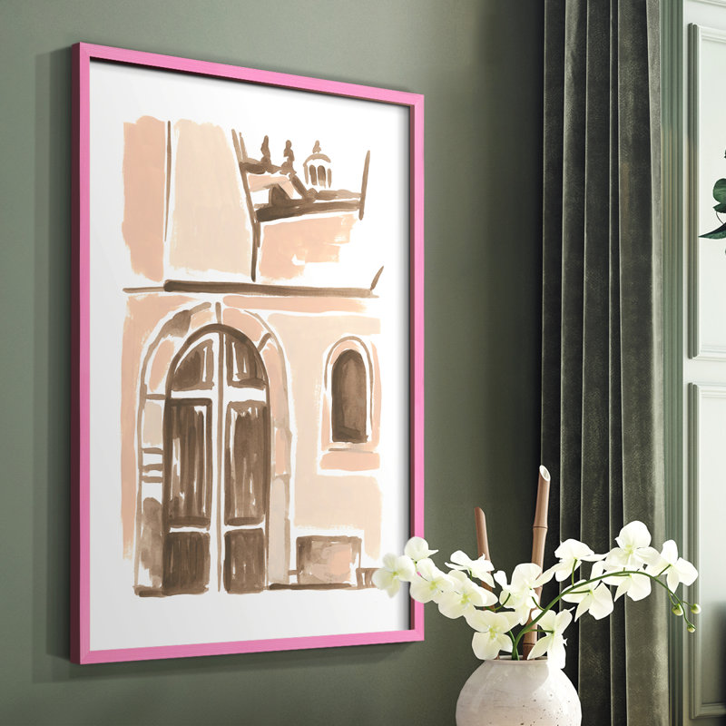 Blush Architecture Study V, reproduction encadrée - bois massif, Rose, H 10 po x l 8 po
