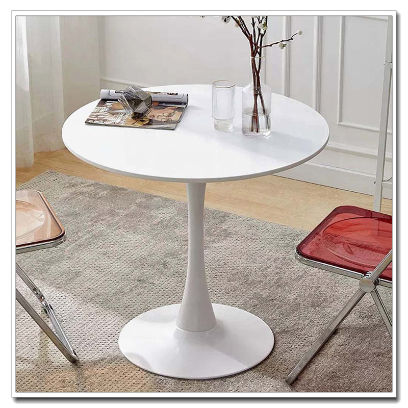 Table de salle à manger ronde, Blanc, H 29,1 po x l 31,5 po x P 31,5 po, Blanc