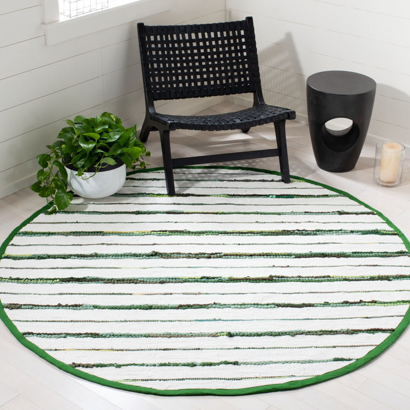 Montauk Hand Woven Performance Striped Rug, Round 6'