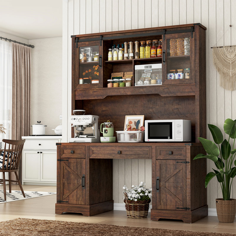 Bureau double caisson pour bureau avec rangement 76 po, Brun
