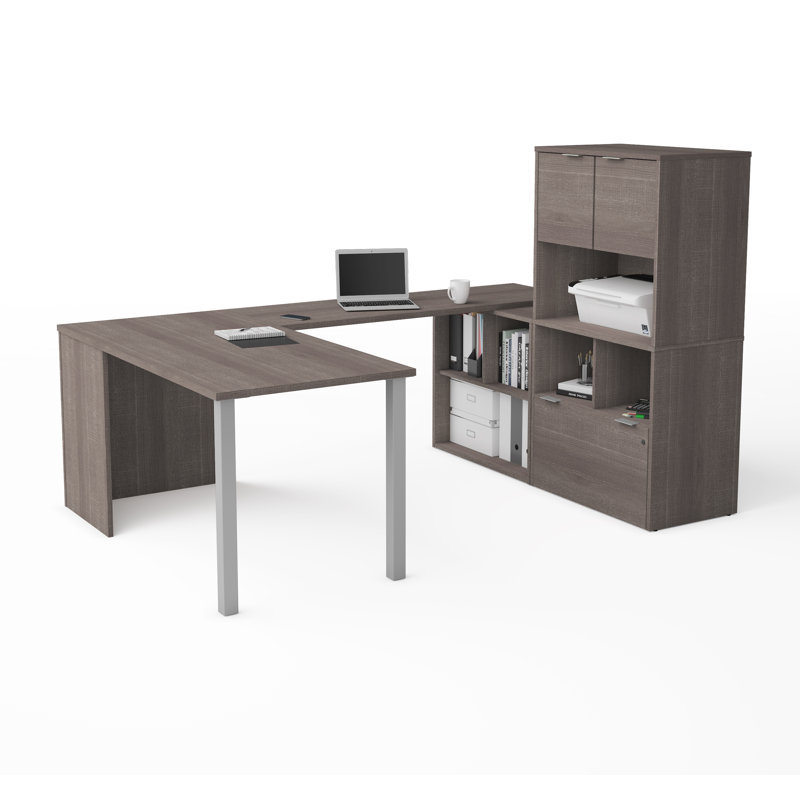 Azpurua U-Shaped Executive Desk, Bark Gray