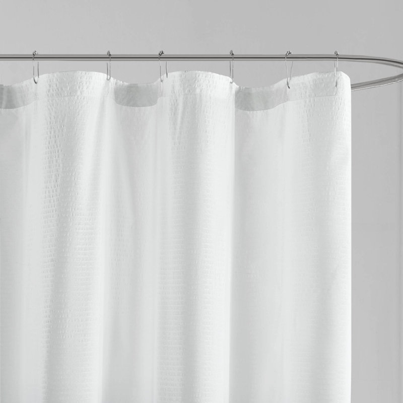 Aqua Ombre Seersucker Fabric Shower Curtain