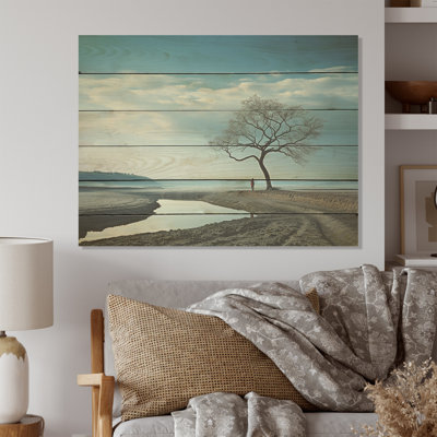 Minimalisme, paysage campagne - Art mural en bois campagne sur pin naturel