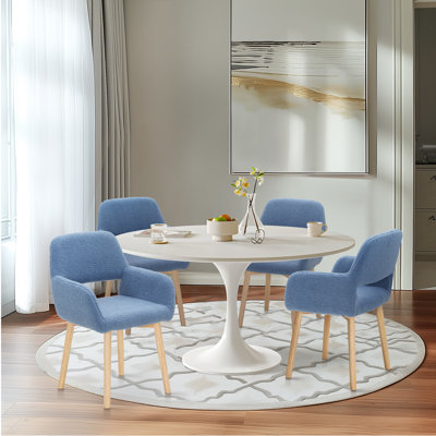 Ensemble de 4 chaises de salle à manger en velours bleu