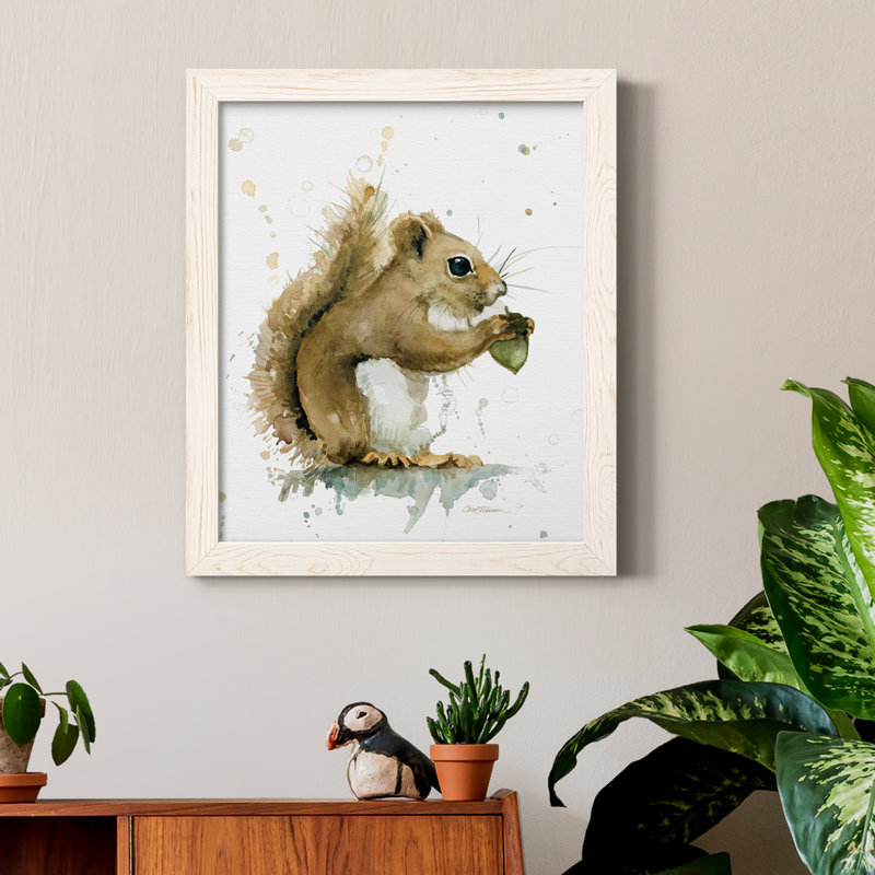 Récolte d'écureuil, peinture sur toile, H 24 po x l 18 po x P 1,5 po, Blanc