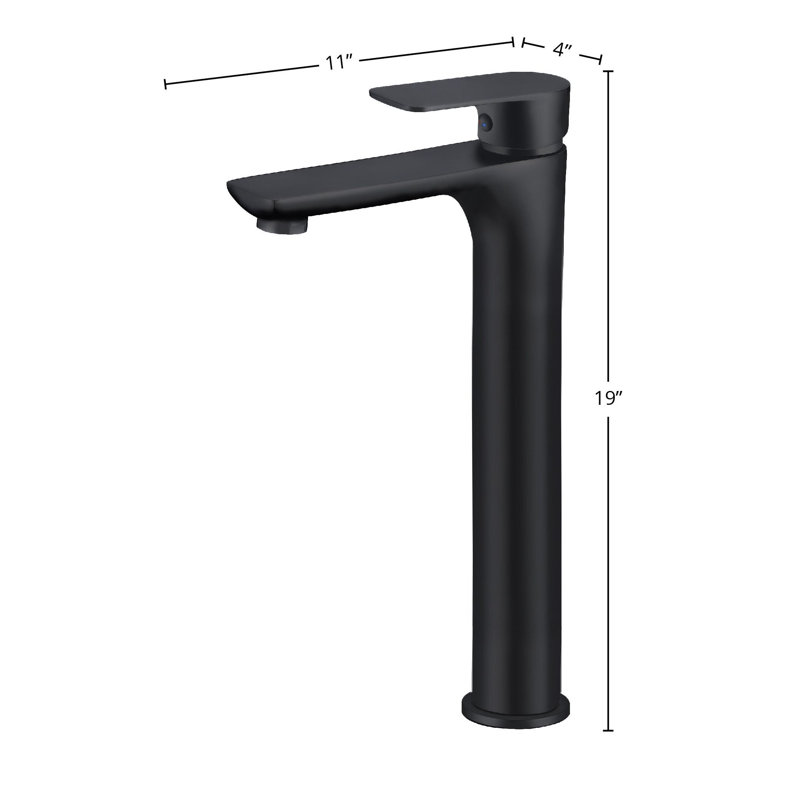 DAX Single Handle Brass Bathroom Vessel Faucet, Black