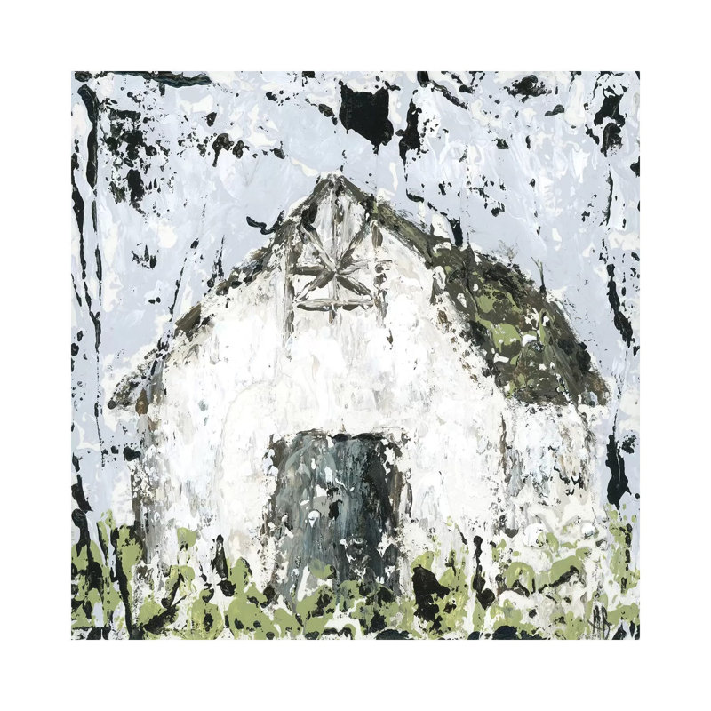 Palette Knife Barn by Ashley Bradley - Print on Canvas, 30.48 cm H x 30.48 cm W, Wrapped Canvas