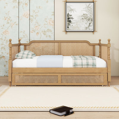 Wooden Daybed with Headboard and Trundle
