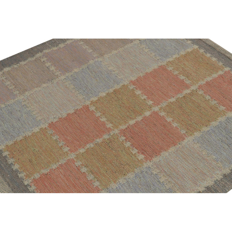 Scandinavian Wool Geometric Area Rug, Recatangle 9' x 12'