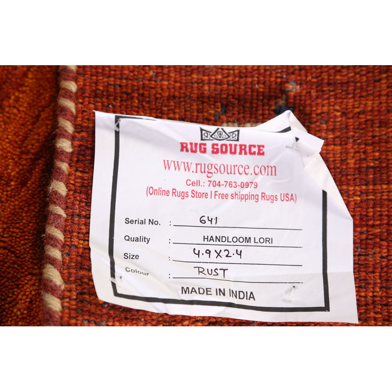Tapis orange en laine orange Gabbeh