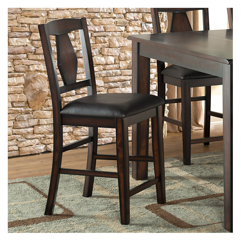 Tabouret de comptoir en bois massif Degory, Brun, Noir