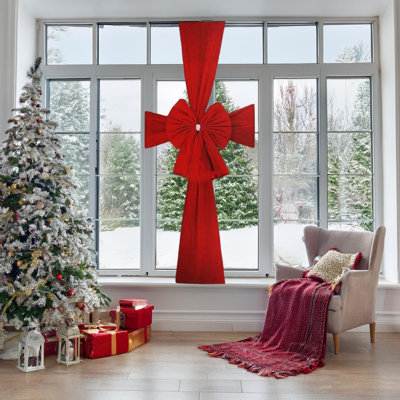 Extra Large Christmas Front Door Bow Decorations 23 X 295 In Christmas Cabinet Bow Festival Decorations For Door Cabinet Tree Fireplace Home Party Suppl