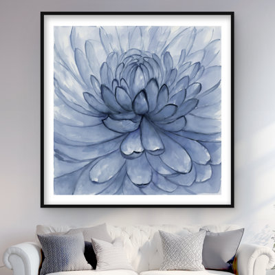 Blue Petals Flower - reproduction encadrée mat pour la décoration intérieure