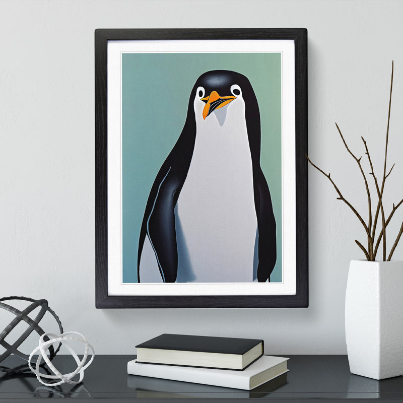 Awesome Penguin - Single Picture Frame Print, Black Framed, 64cm H x 46cm W x 2cm D