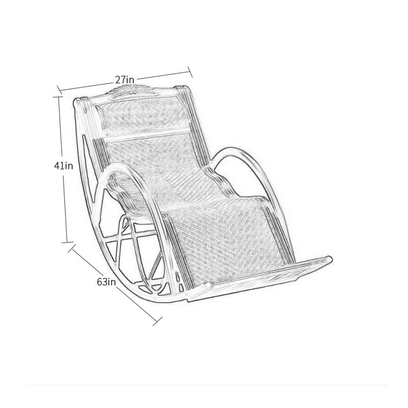 Chaise en rotin sculpté en bois massif, Brun