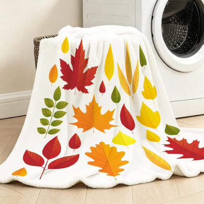 Yellow Ultra Soft Flannel Fleece Throw Blanket,Set of Bright Autumn Single-Sided Print