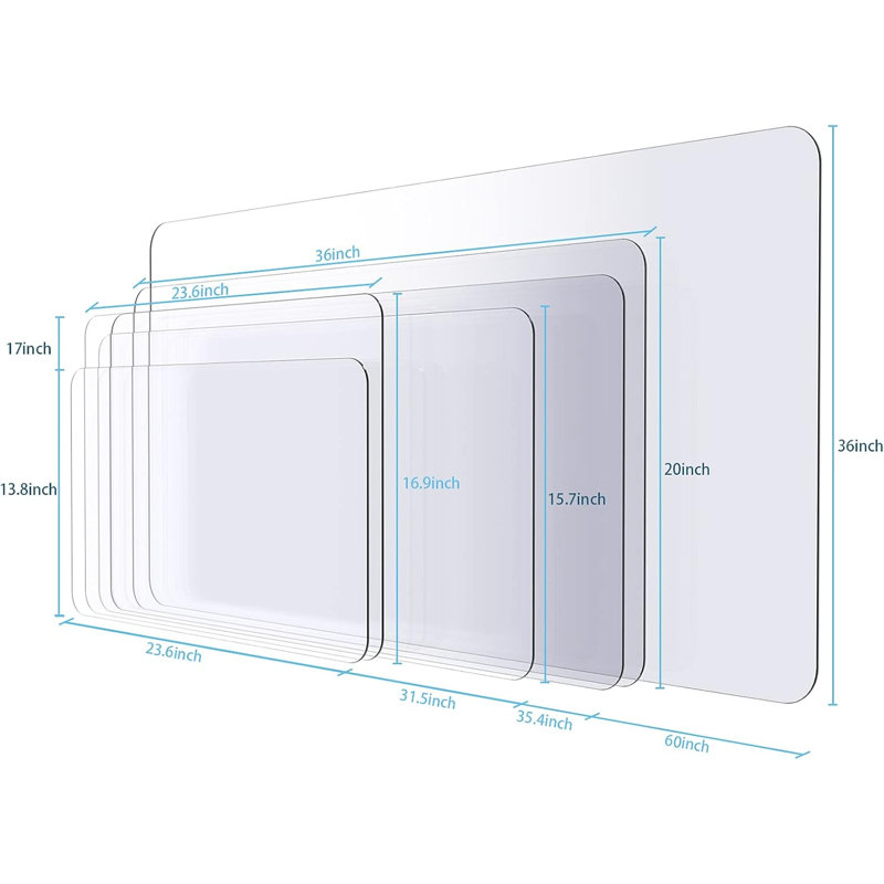 Sous-main de bureau Clear Clear, tapis de protection pour bureau à bord arrondi en PVC résistant à la chaleur et imperméable 31,5 pi X 15,7 po, antistatique