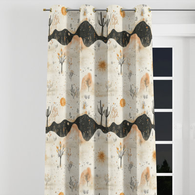 Rideaux occultants abstraits - rideau à œillets orange Boho - 1 panneau
