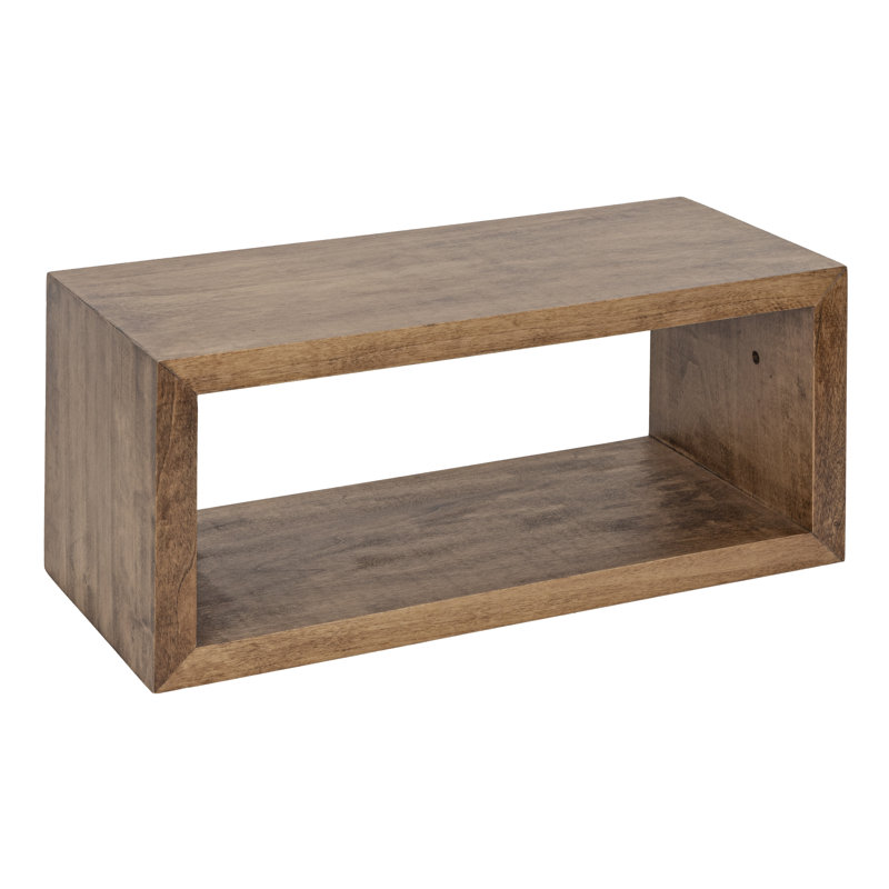 Tablette flottante en bois massif Robin, Brun rustique, H 8 po x l 18 po x P 8 po
