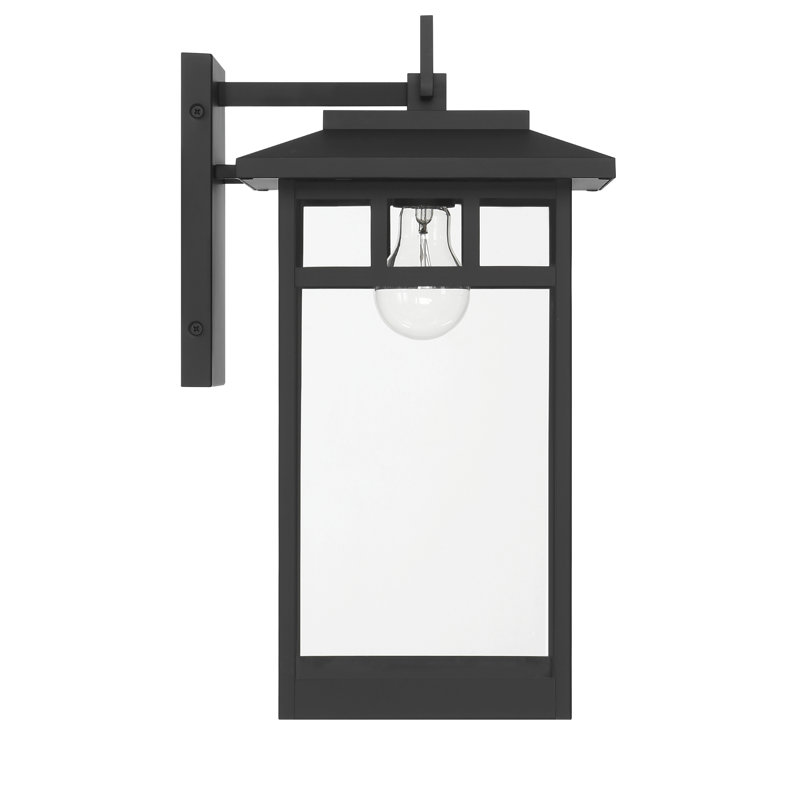 Hunter Yancy House Outdoor 1 Light Large 17 Inch Wall Light, 17” H x 9” W x 10.5” D, Black