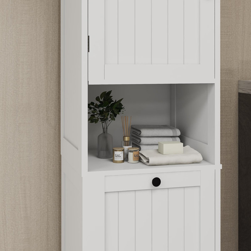 Armoire de trieur de linge inclinable à un compartiment et une porte - Blanc