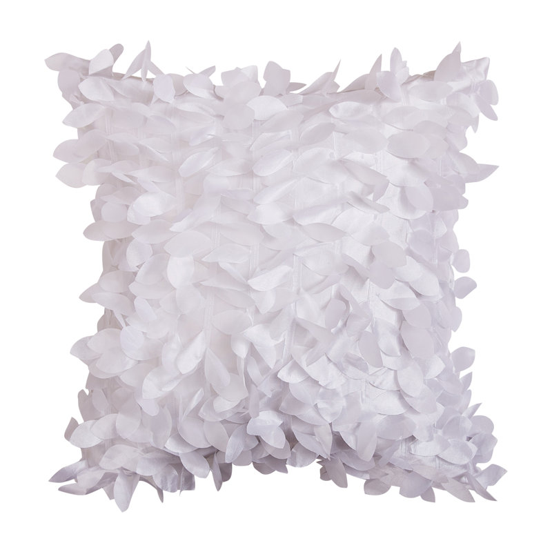 Floral Throw, 18" x 18", Polyester/Polyfill, White