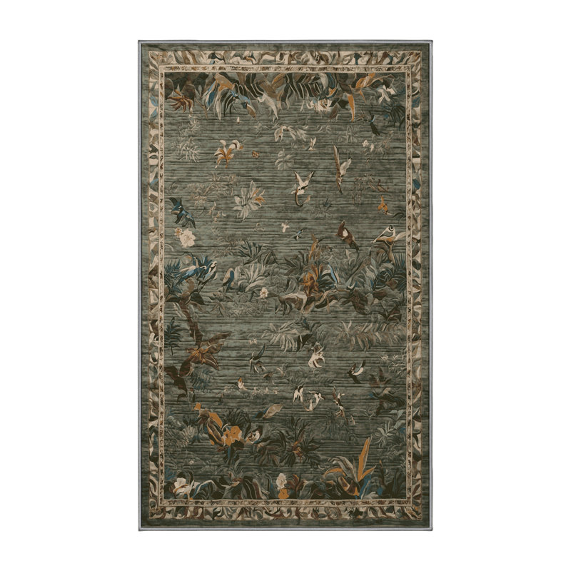 Machine Washable Brown Area Rug, Rectangle 4' x 6'