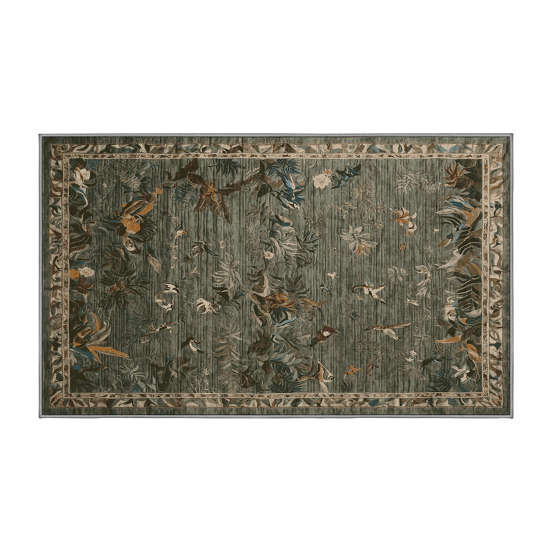Machine Washable Brown Area Rug, Rectangle 7' x 9'