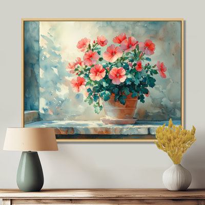 «Geranium Stillife» au réalisme ensoleillé - art mural géraniums