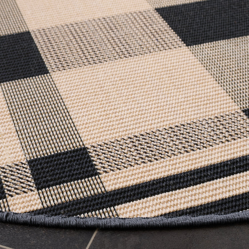 Natural Fiber 157 Sisal Pile Plaid Rug, Round 6'