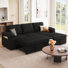 Canapé modulaire en forme de L avec lit escamotable, canapé-lit modulaire avec rangement, noir