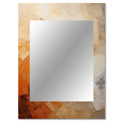 Beige Minimalism Spiral Poteries II - Abstract Spirals Mirror, Modern Decorative Wall Mirror, Printed Metal Art