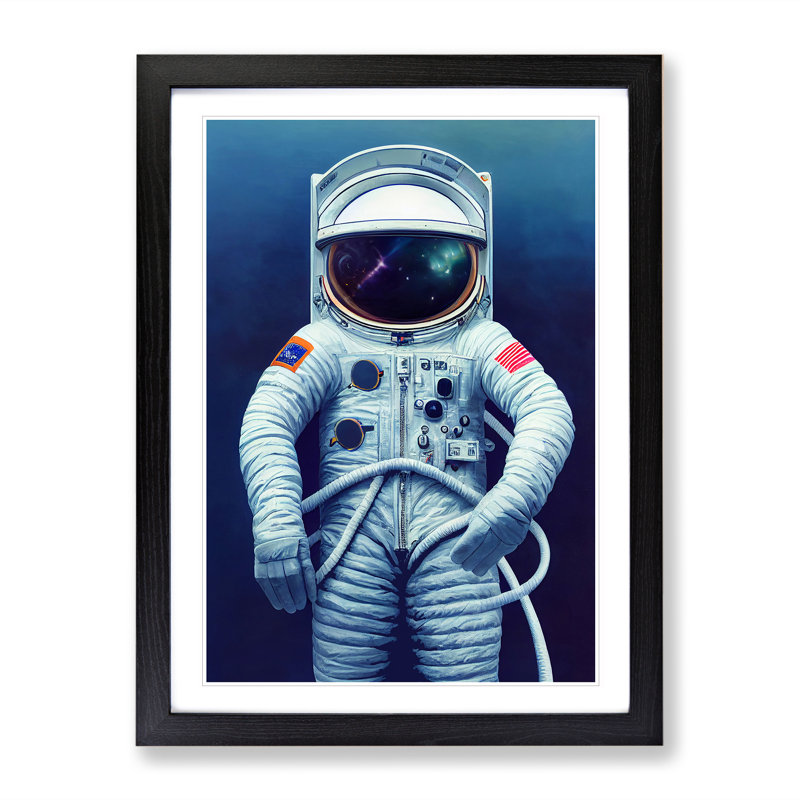Unreal Astronaut - Single Picture Frame Print, Black , 64cm H x 46cm W x 2cm D