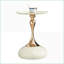 Table basse en métal blanc avec finition dorée - Table de bout polyvalente peu encombrante pour le salon, facile à assembler