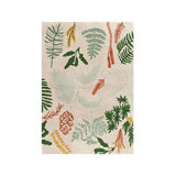 Plants Hand Tufted Floral Area Rug in Natural/Green/Mustard/Terracotta/Medium Green
