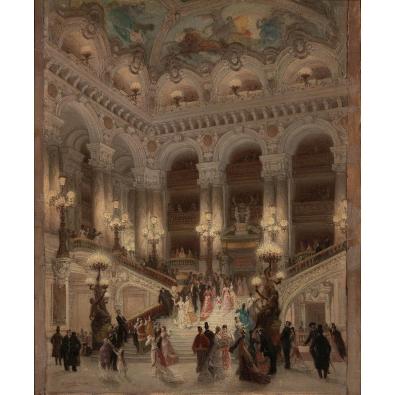 «The Opera Stairs» par Louis Béroud - Art mural sur toile tendue avec châssis, H 48 po x l 33 po
