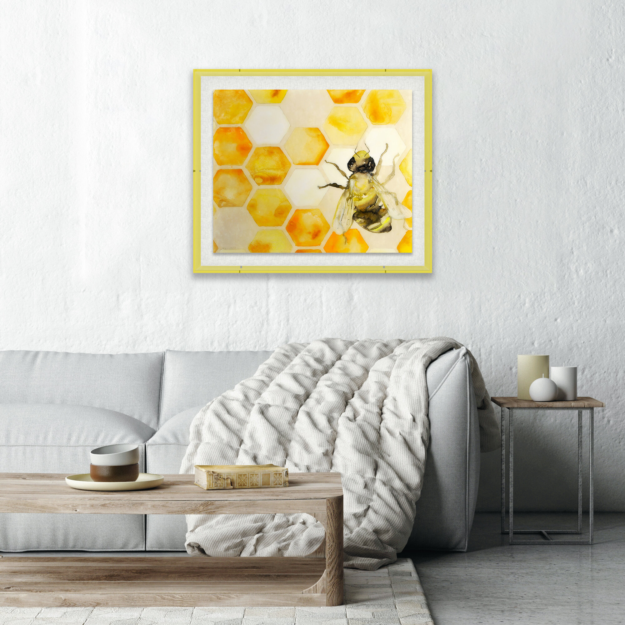 Wall Art / Bee Decor - Honeycomb Be Kind With Resin