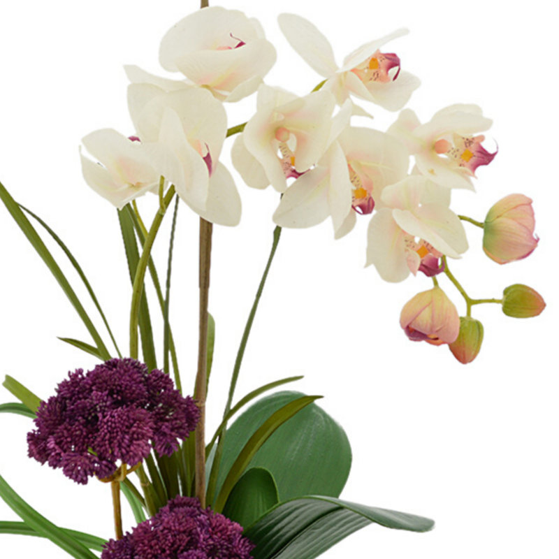 Faux Orchid in Mirrored Vase