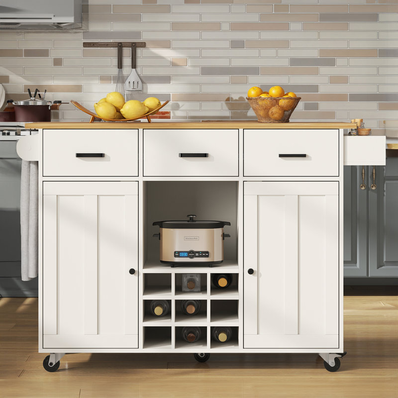 Wood Kitchen Island, White