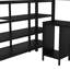 Lit mezzanine en métal avec table et garde-robe, double, conception noire, construction stable, nombreuses possibilités de rangement, méthodes d'assemblage sans effort, construction complète et contemporaine, cadre robuste, choix abondants,