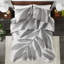 Édredon 3 pièces en coton double / grand gris avec imprimé botanique, rembourrage et 2 taies décoratives, coton, lavage en machine pour un entretien de routine rapide, entretien