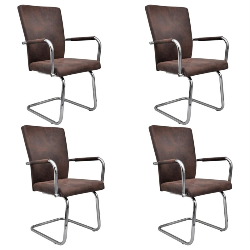 Chaise d'appoint Cantilever pour salle à manger en simili suède, 4