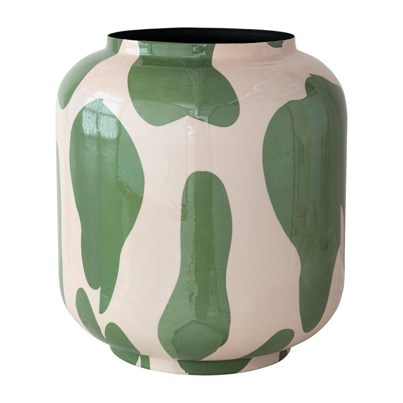 Vase en métal émaillé avec motif abstrait