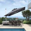 Roselius 132" Square Solar Powered LED Lighted Cantilever Umbrella With Wheeled Base,Grey-1902021274