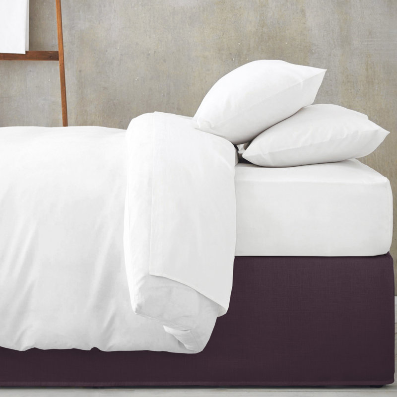 Elsie Linen Look Cotton Tailored Bed Skirt, King, Eggplant